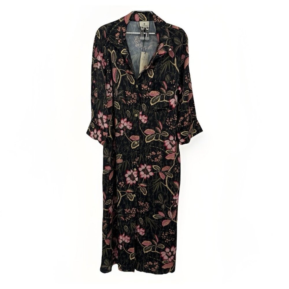 Tuckernuck Women's Floral Midi Shirt Dress size M Medium Button Front